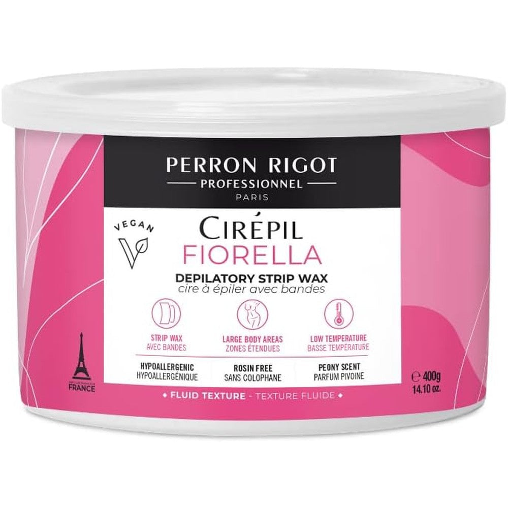 Cirepil Fiorella soft wax four hundred gram tin front view showing professional packaging