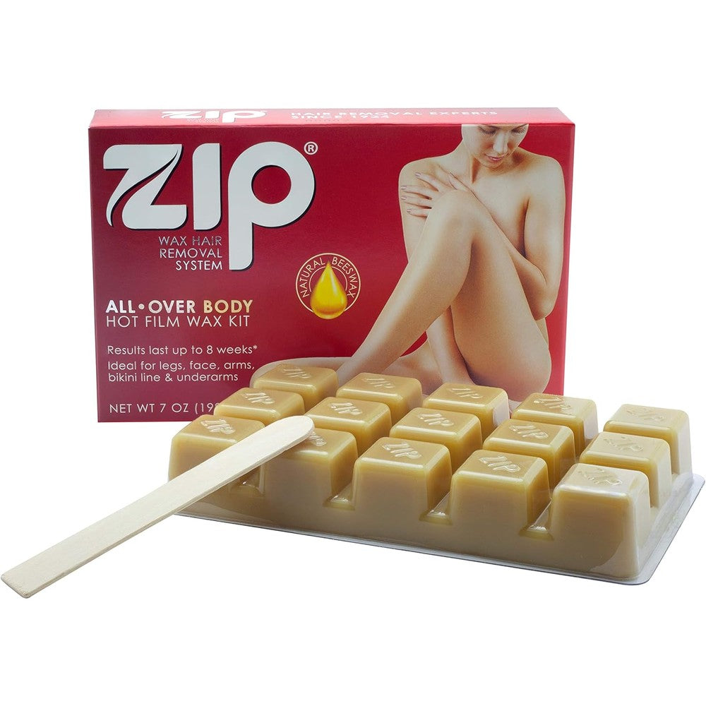 ZIP Wax Hot Wax Hair Remover Seven Ounce front view package showing authentic USA imported strip free hair removal kit