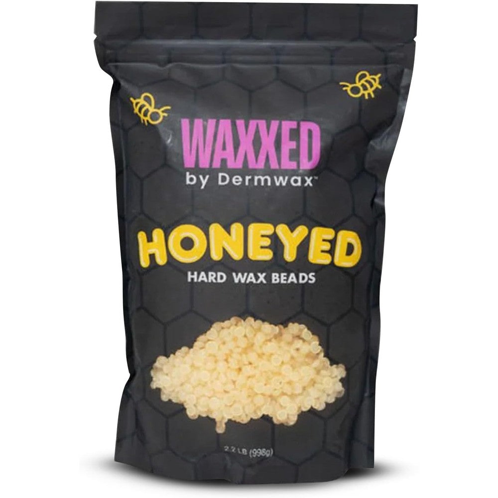 Dermwax WAXXED Honeyed Hard Wax Beads front view packaging of hair removal product