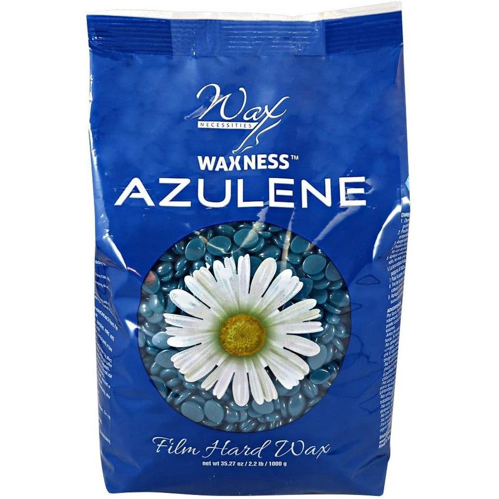 Waxness Film Hard Wax Beads Azulene 1kg front view of packaging for professional hair removal.