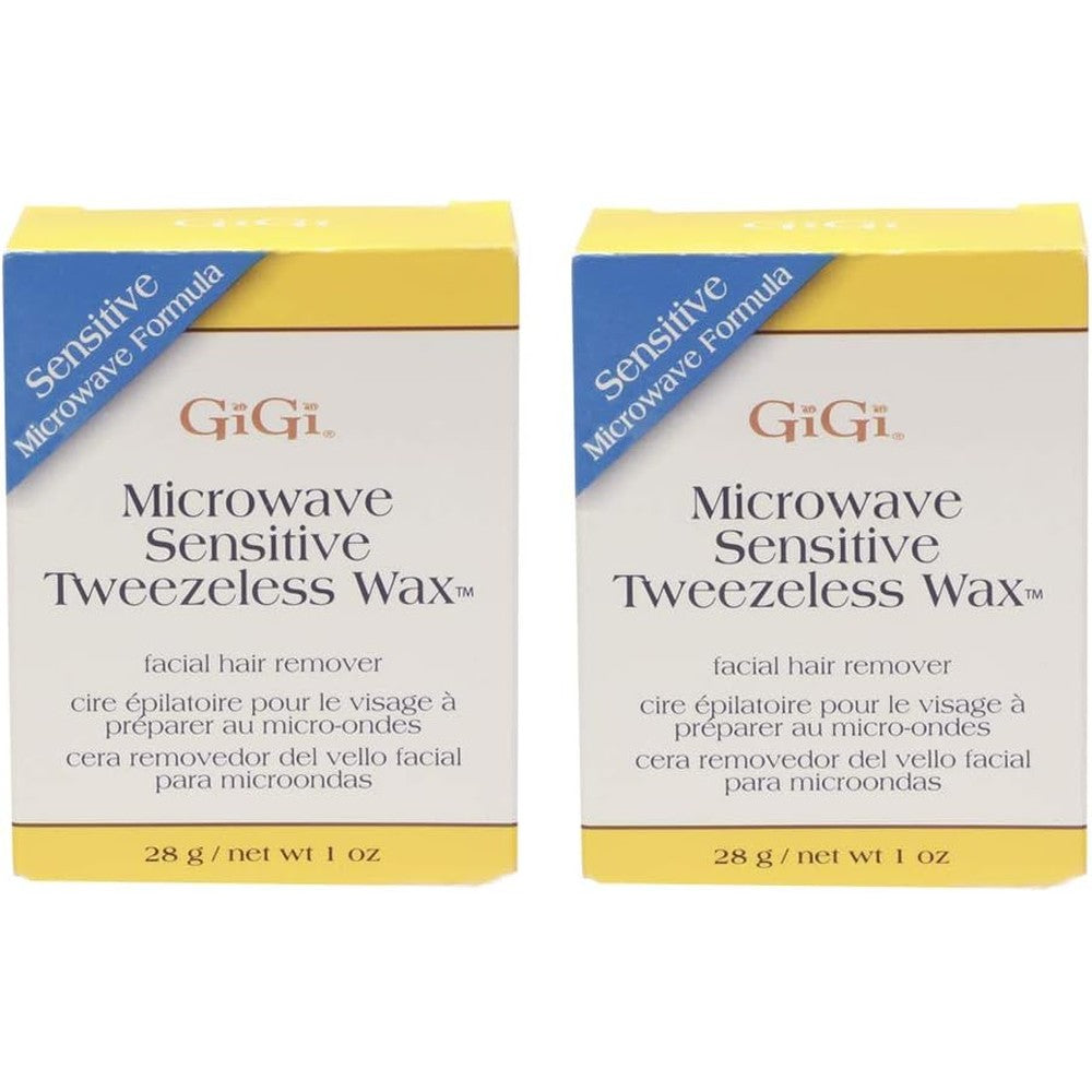 GiGi Microwave Tweezeless Wax Sensitive front packaging view showcasing the two pack jars