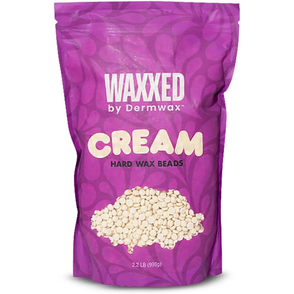 Dermwax WAXXED Cream Hard Wax Beads 2.2LB front packaging bag showing professional cream formula.