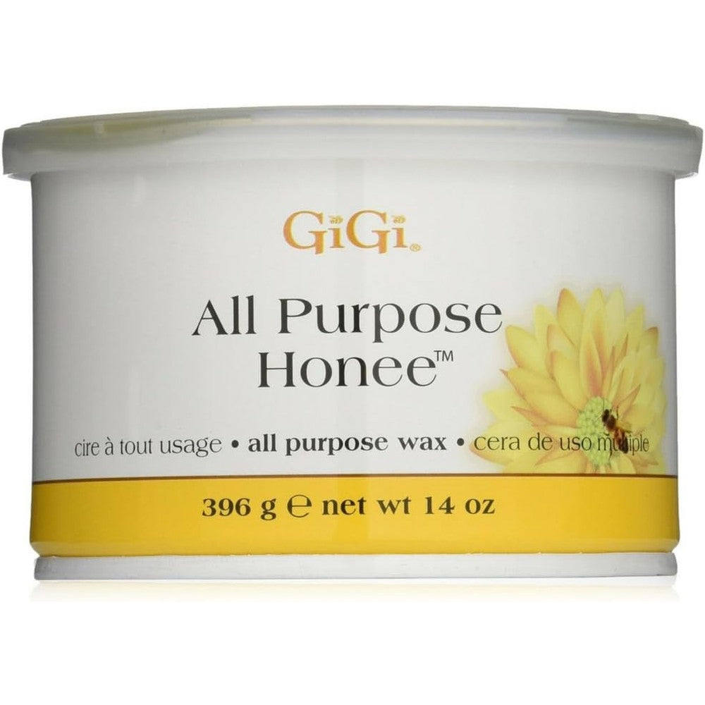 GiGi All Purpose Honee Hair Removal Soft Wax front view showing the fourteen ounce tin packaging