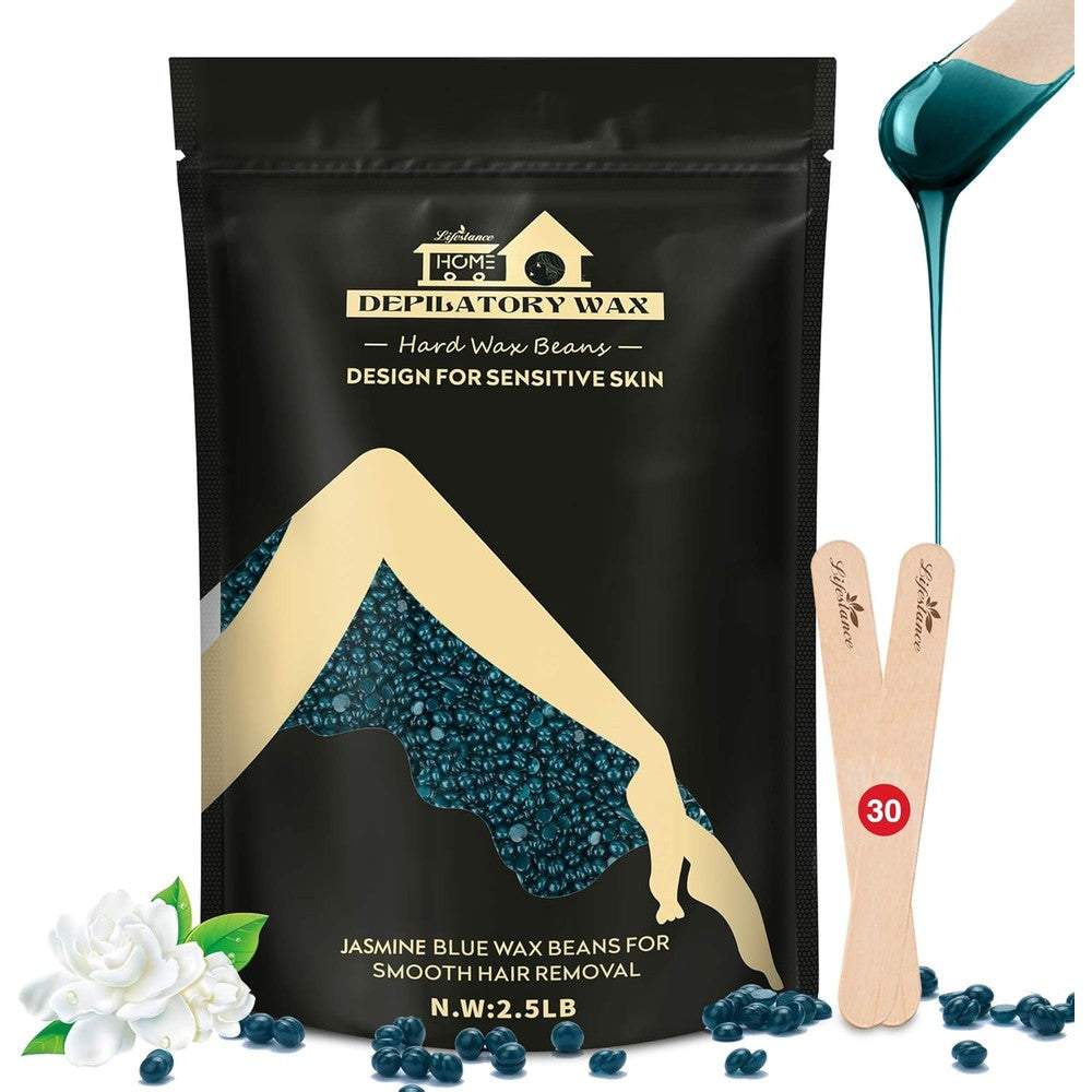 Lifestance Hard Blue Brazilian Bikini Wax Kit packaging front view showing jasmine scent logo.