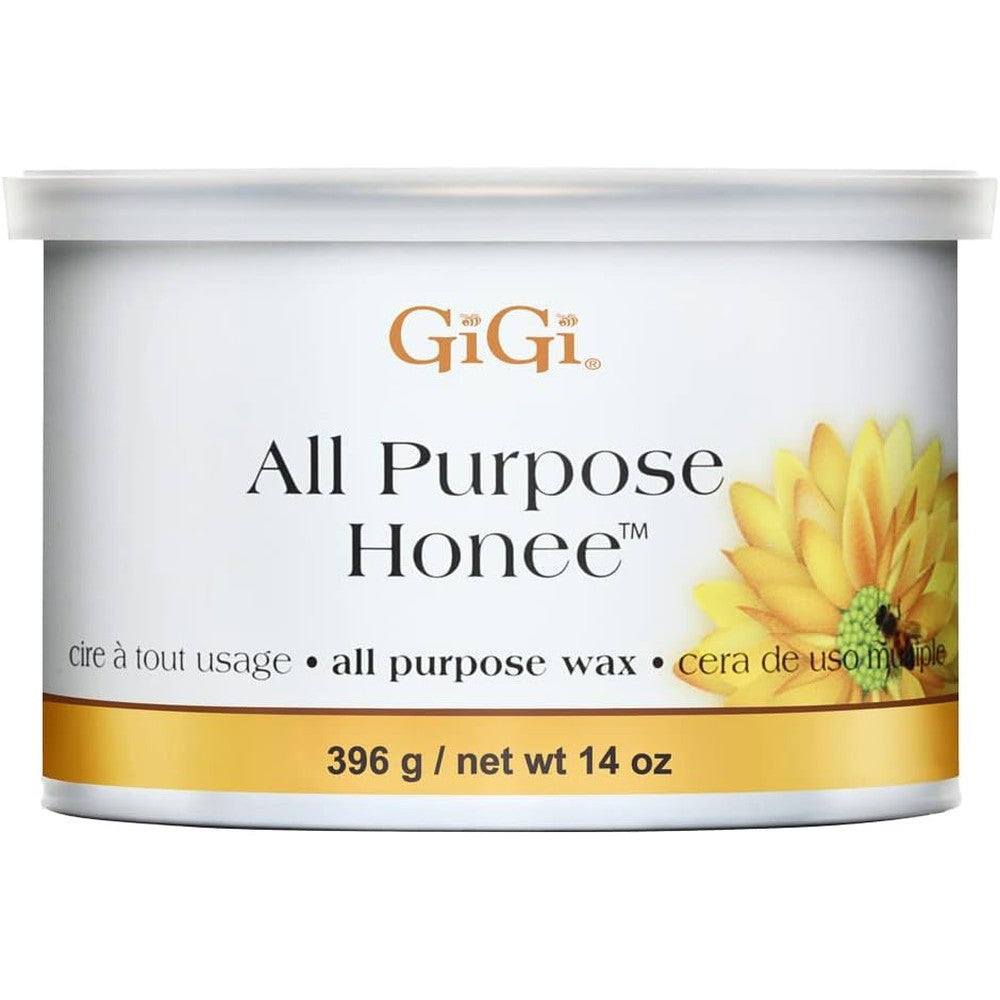 GiGi All Purpose Honee Hair Removal Soft Wax 14 Ounce front view tin for salon professional hair removal.