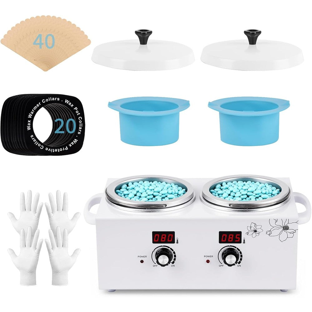 Yofuly professional double wax warmer front view showing digital LED displays