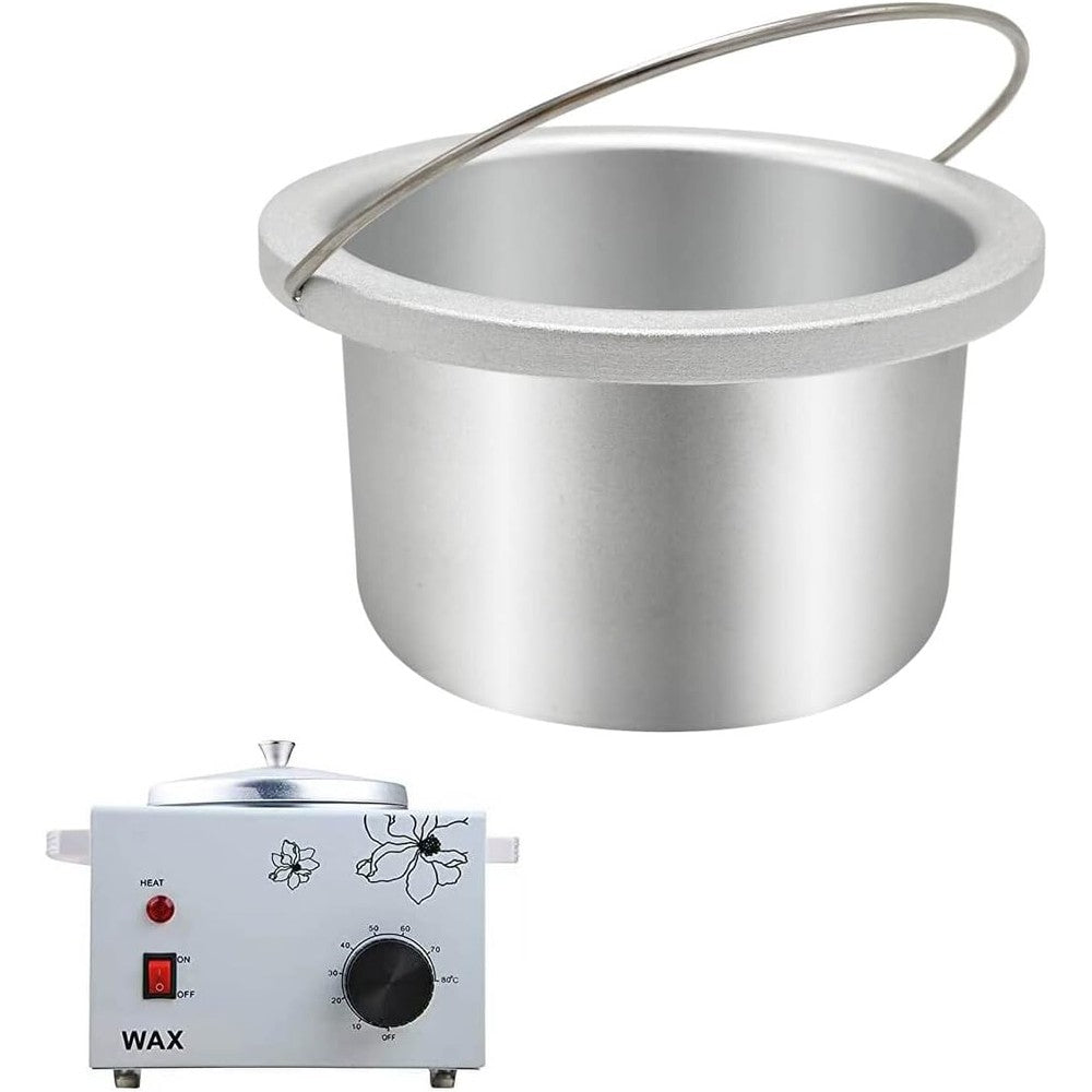 Zeromall 600ml wax warmer replacement inner pot front view showing stainless steel finish and attached handle.