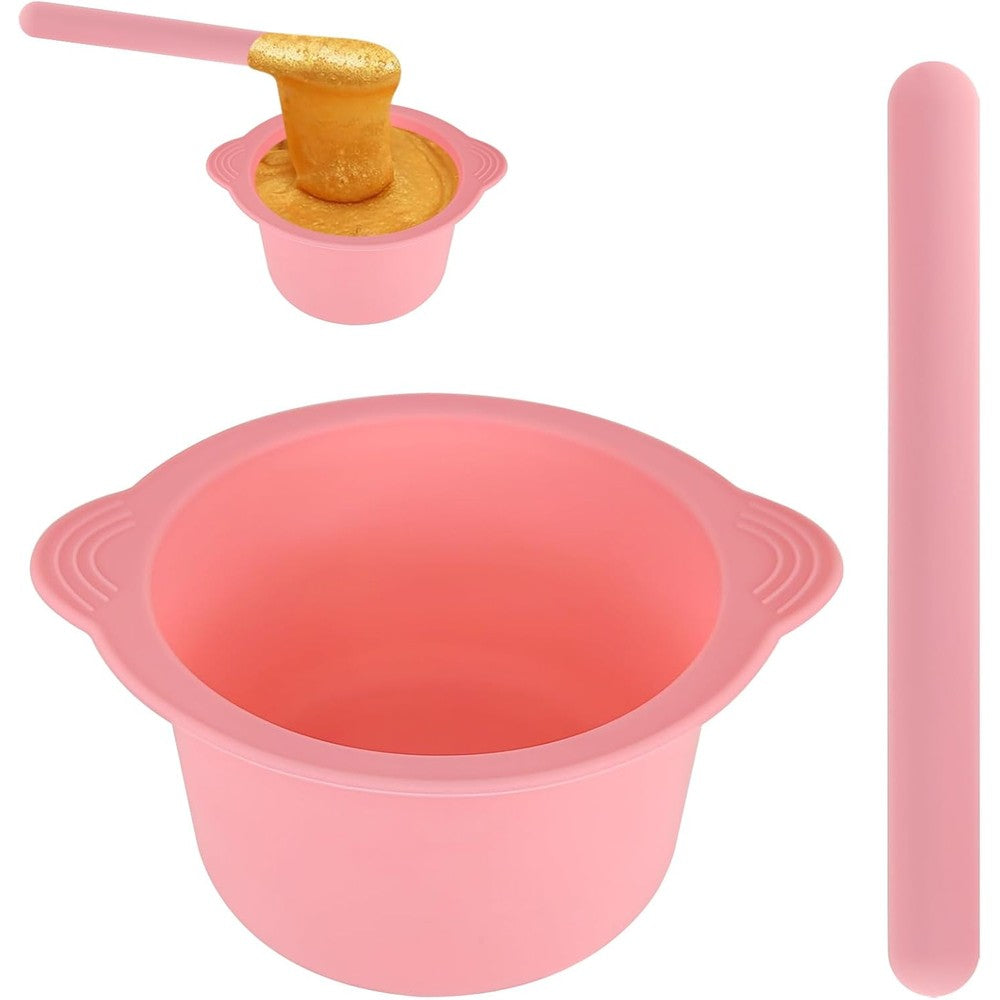 KVZVK silicone wax warmer liner front view showing pink reusable non stick waxing bowl