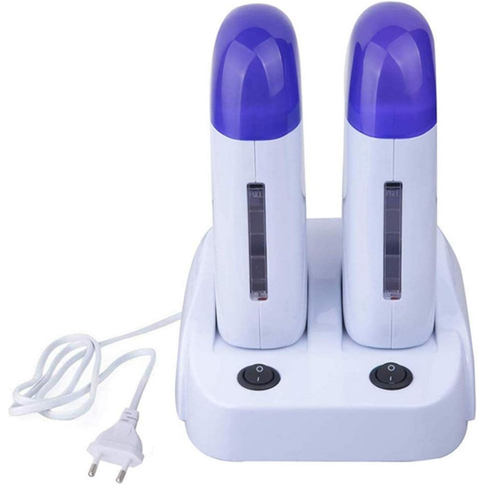 Nynelly portable double depilatory roll on wax warmer front view with heater base