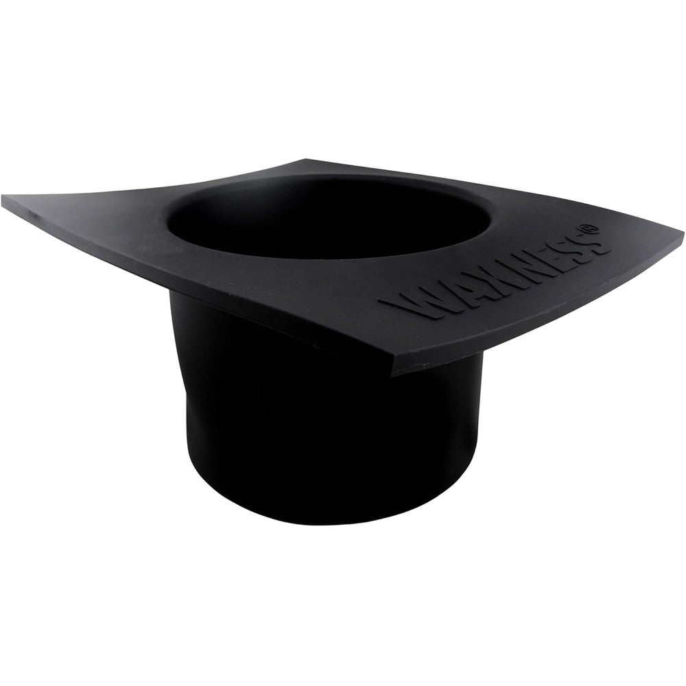 Waxness Non Stick Easy Clean Warmer Silicone Bowl Black front view showing flexible structure and built-in side handles for professional wax heaters.