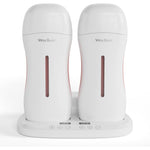 Wax Bear Roll On Wax Warmer White front view showing dual heating chambers on magnetic base for salon professional hair removal.