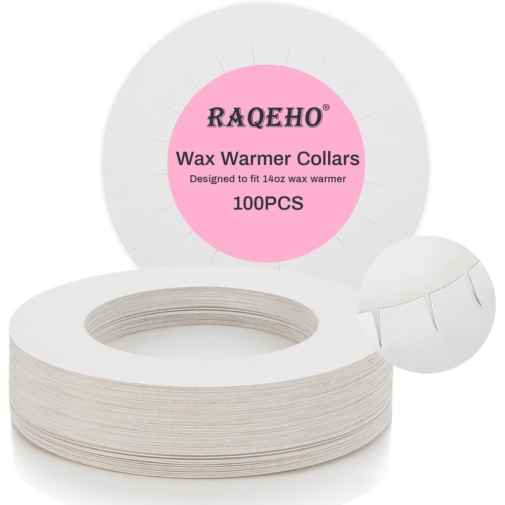 RAQEHO wax collars front view showing protective clean paper rings for wax warmers.
