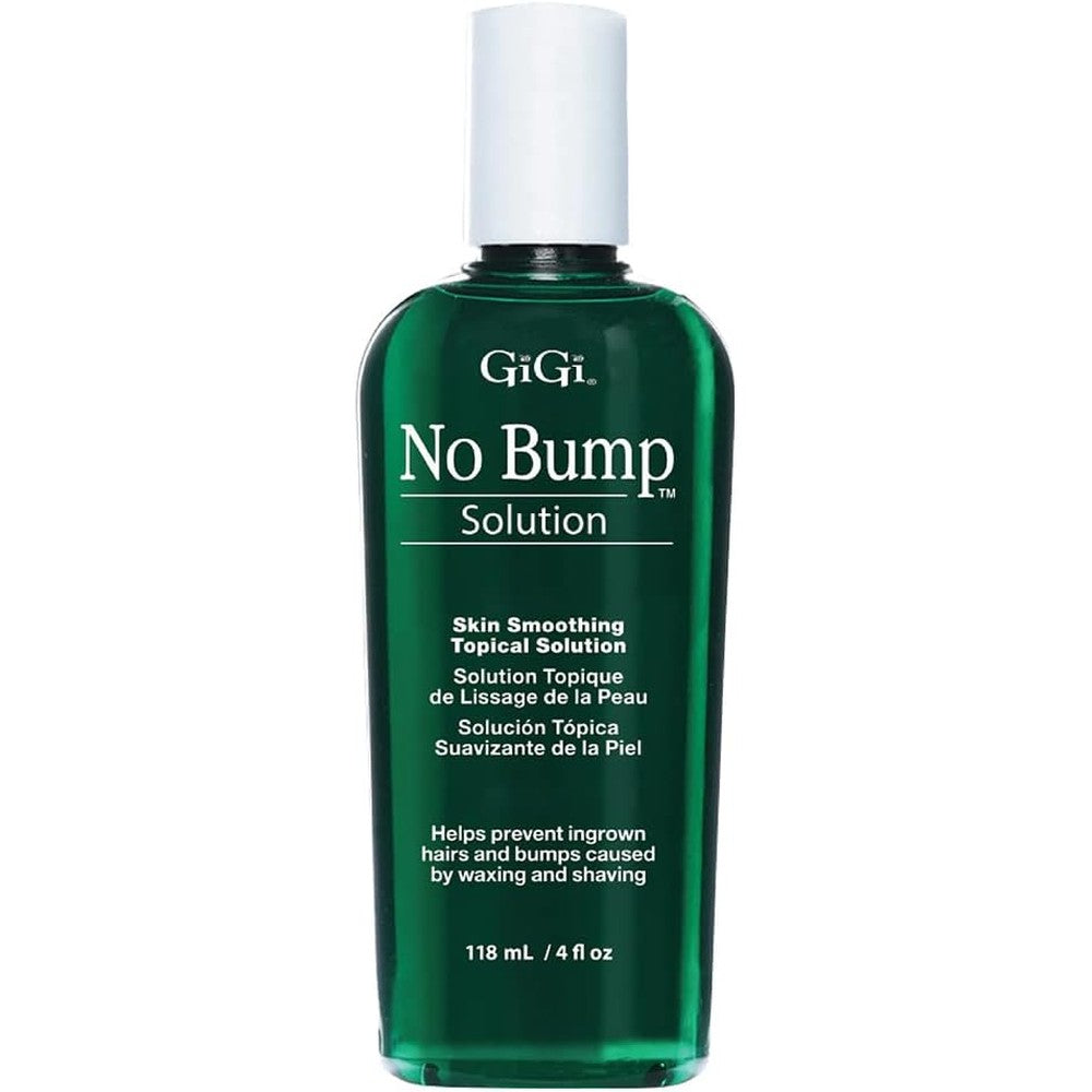 GiGi No Bump Skin Smoothing Topical Solution front view of four fluid ounce bottle for ingrown hair prevention