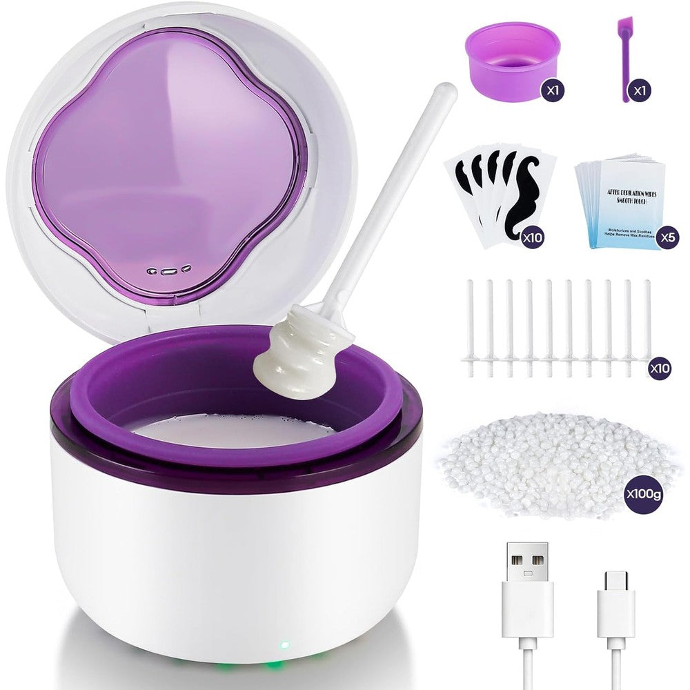 ForeverLily Electric Mini Nose Wax Kit front view showcasing the USB wax warmer machine and hard wax beads pack.