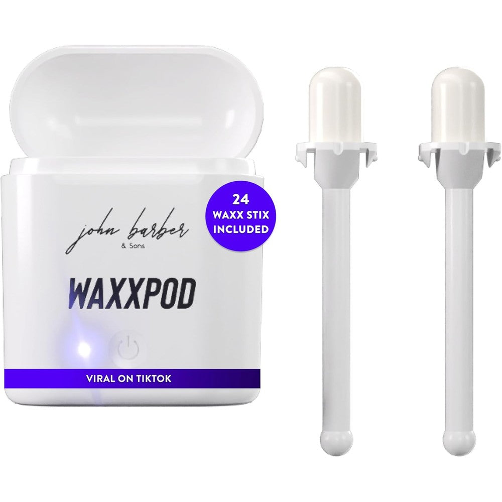 John Barber and Sons WaxxPod nose hair and ear hair remover kit front view
