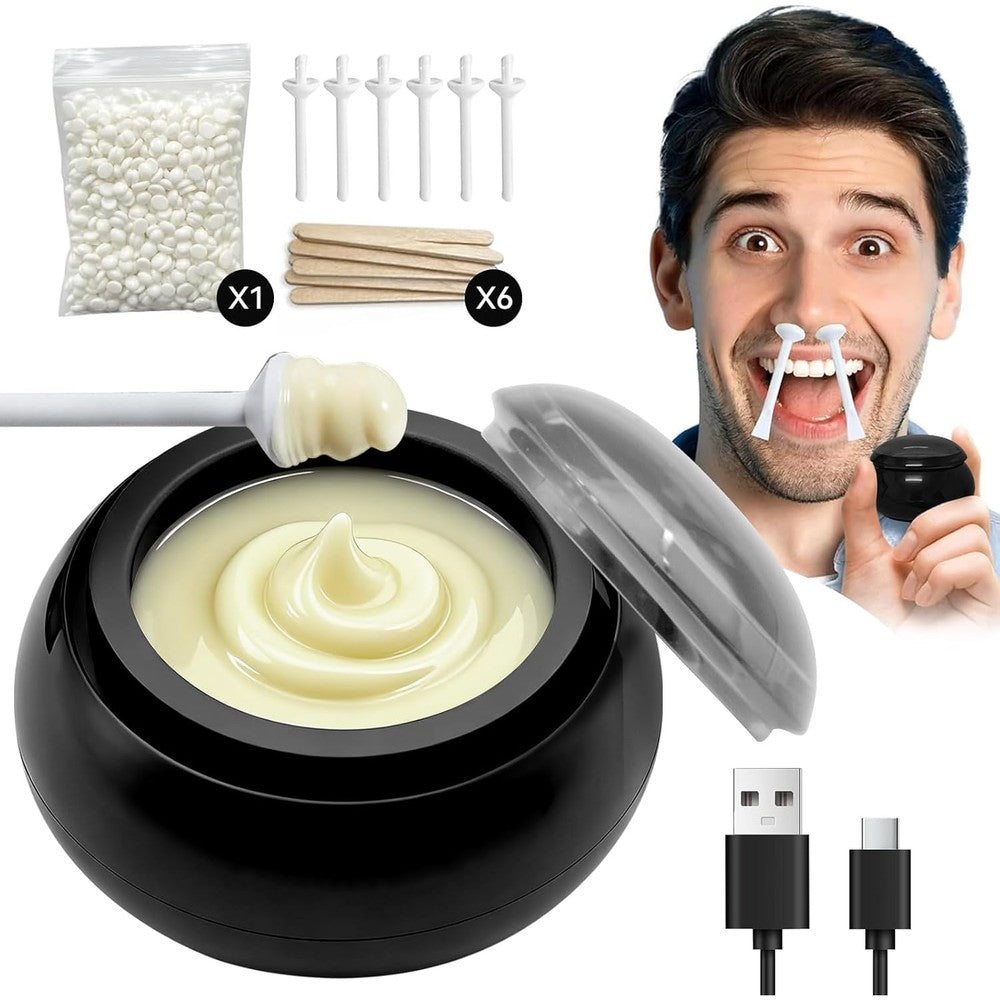 AUZEAL Nose Wax Kit for Men front view showcasing the black electronic smart temperature warmer pot