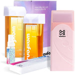 Waxfans Roll On Wax Kit front view showcasing the pink handheld wax warmer device.