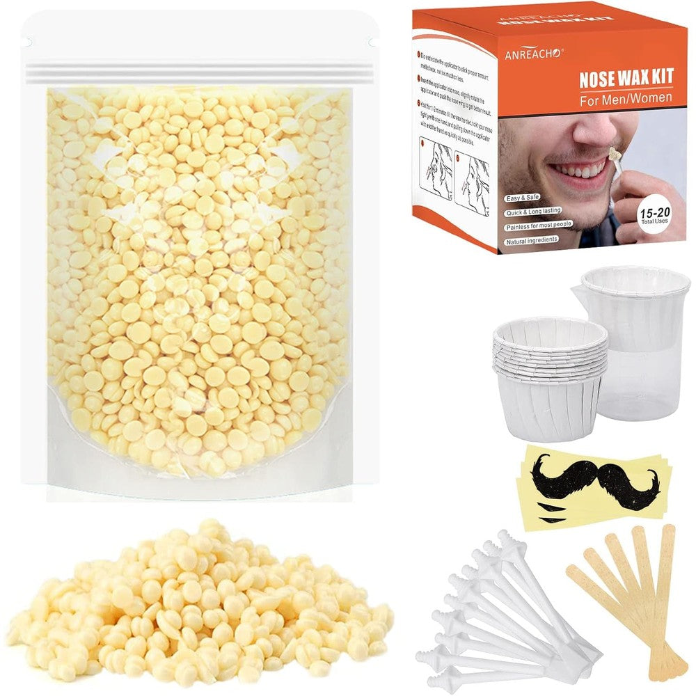 ANREACHO Nose And Ear Hair Wax Kit front packaging view showcasing one hundred grams pouch and applicators