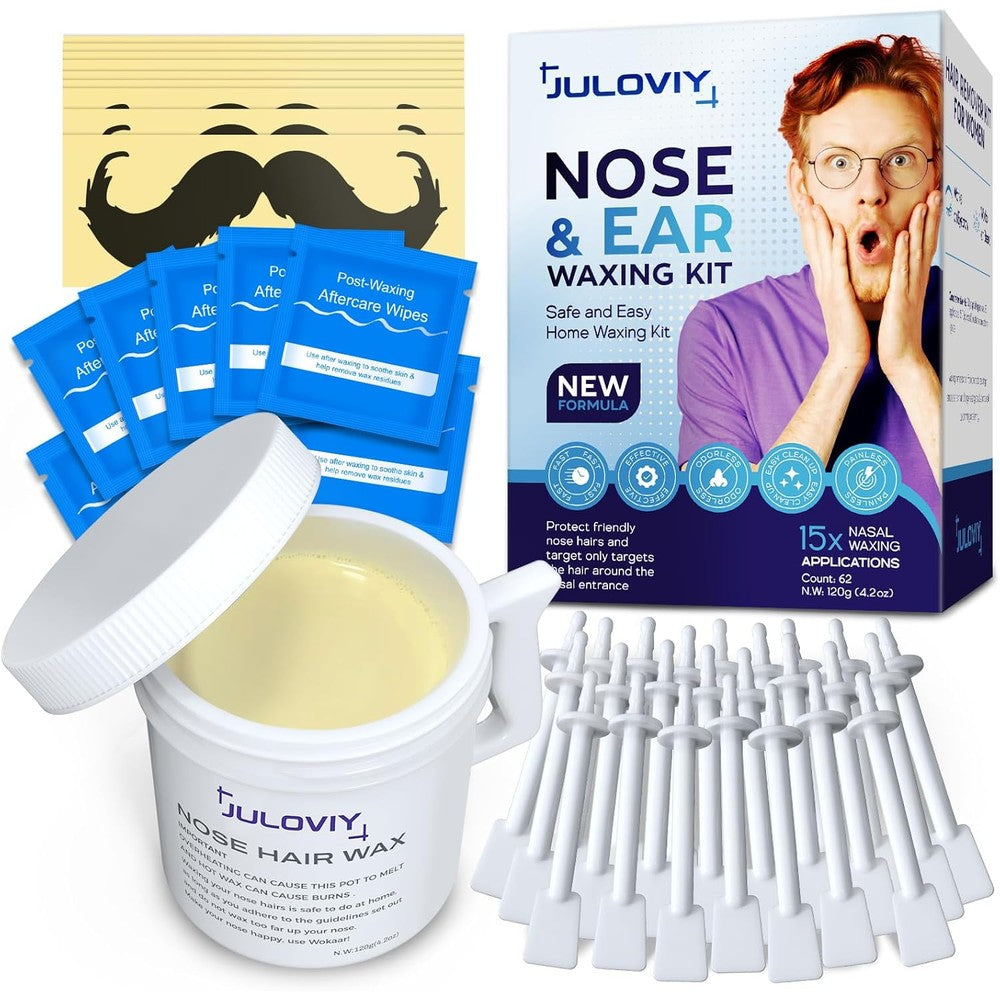 Juloviy Nose Wax Kit front view showcasing the packaging with wax container and applicators.