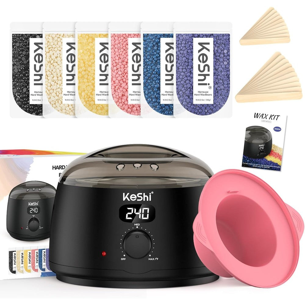 KeShi digital wax warmer kit graphite front view showing LCD display screen and temperature control dial