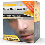 Charmonic nose hair wax kit packaging and front view of the one hundred twenty grams hard wax jar
