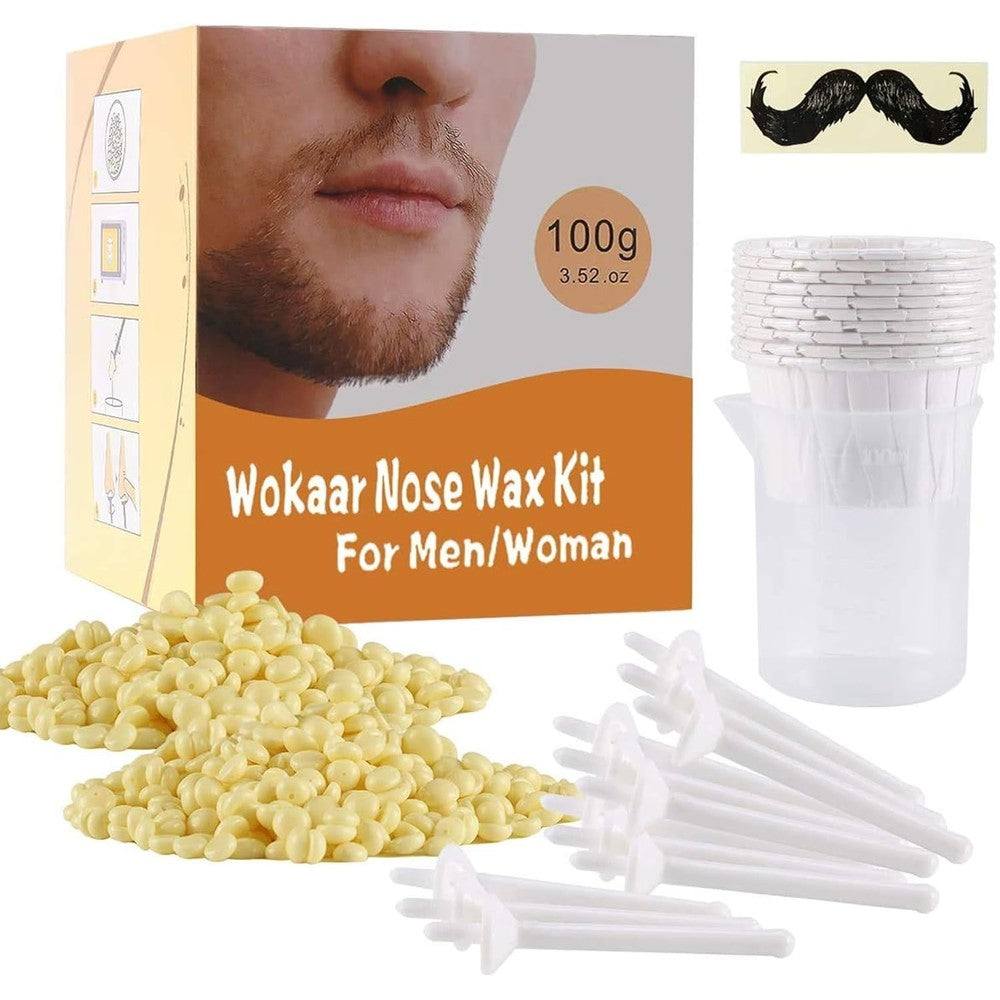 Wokaar Nose Wax Kit front view packaging showing hair removal beads and applicators