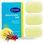 Dermisa Brightening Bar Soap front view of the packaging showcasing the botanical extract ingredients for hyperpigmentation.