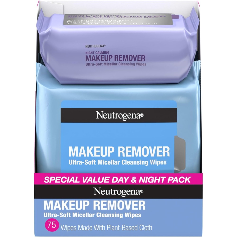 Neutrogena Day and Night Makeup Remover Wipes 3 pack front view