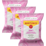 Burt's Bees Micellar Rose Water Facial Towelettes pack of three front view for gentle makeup removal