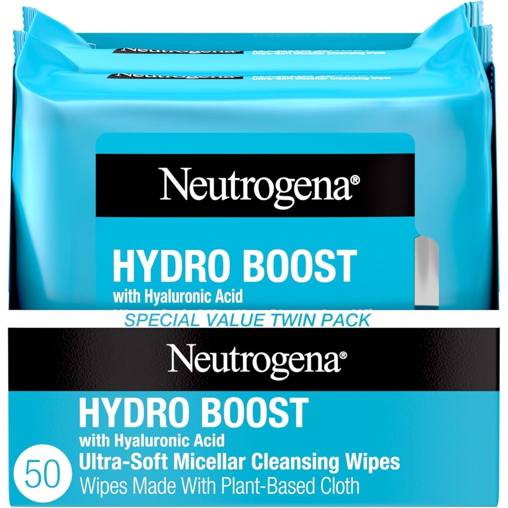 Neutrogena Hydro Boost Micellar Cleansing Wipes Twin Pack front view