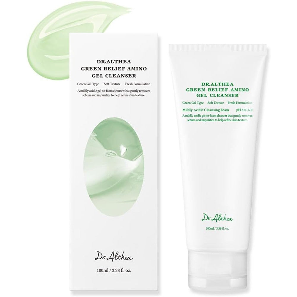 Dr.Althea Green Relief Amino Gel Cleanser Hydrating Makeup Remover And Daily Face Wash With Hyaluronic Acid For Sensitive Skin 100ml
