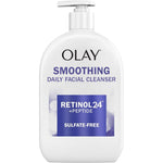 Olay Retinol 24 Plus Peptide Smoothing Daily Facial Cleanser front view of 16 Ounce bottle