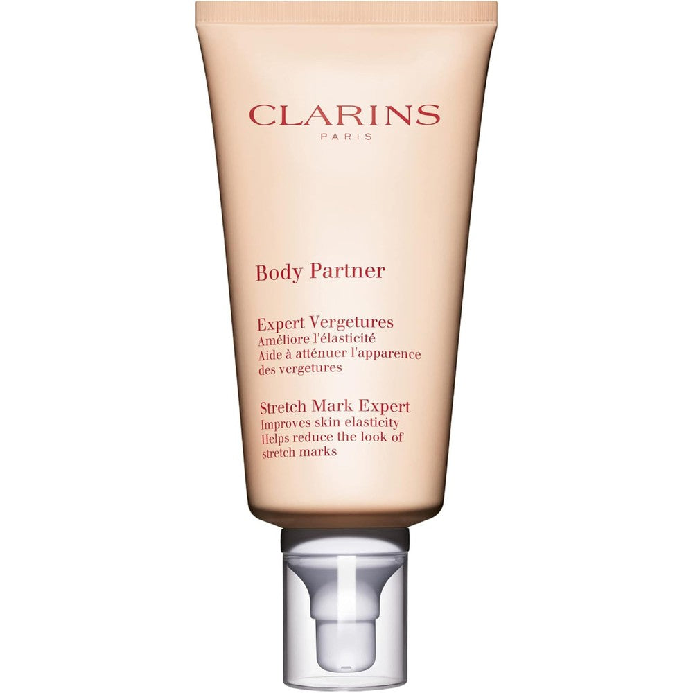 Clarins Body Partner Stretch Mark Expert front view bottle on white background