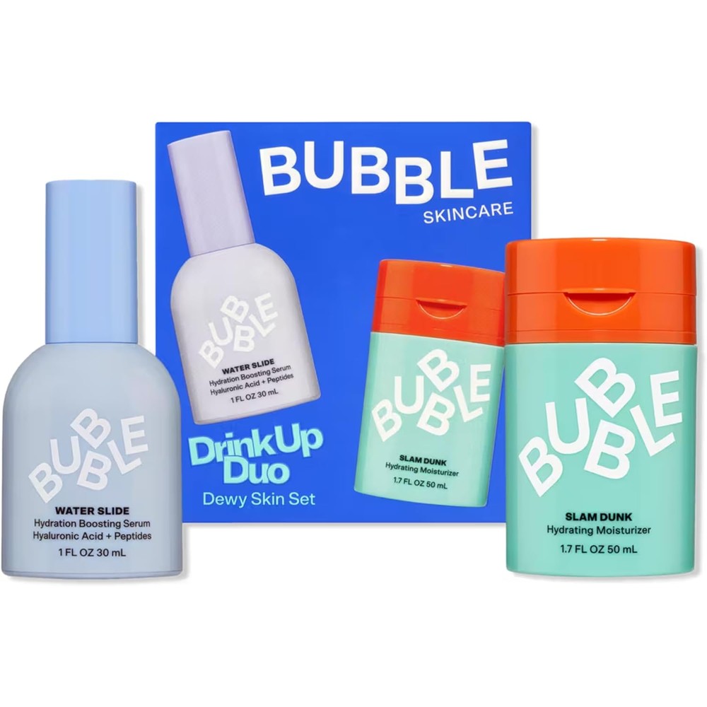 Bubble Skincare Drink Up Duo dewy skin care set with serum and moisturizer