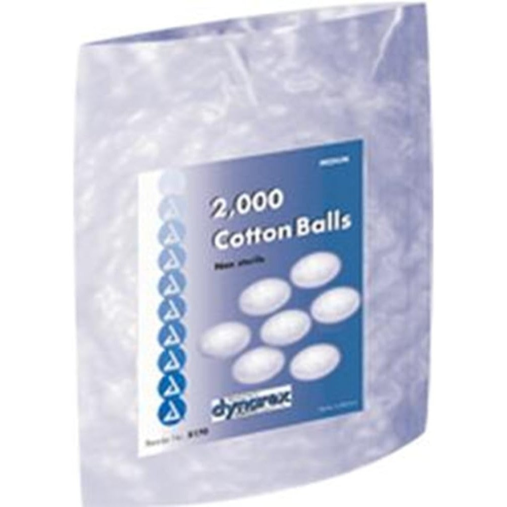 Dynarex medium non-sterile cotton balls 4000 count bulk pack front view.