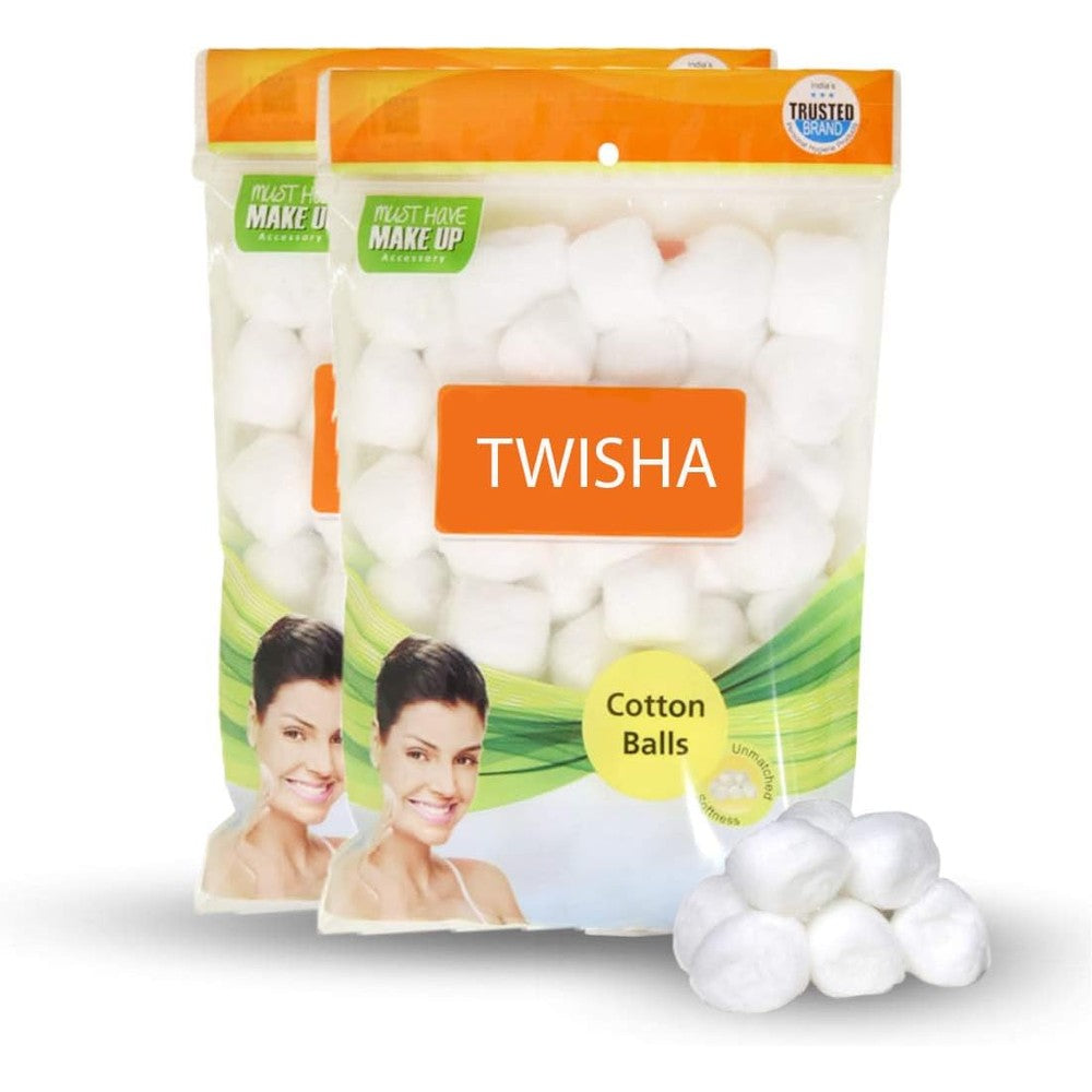 Twisha Soft Premium Cotton Balls 100 Count front packaging view