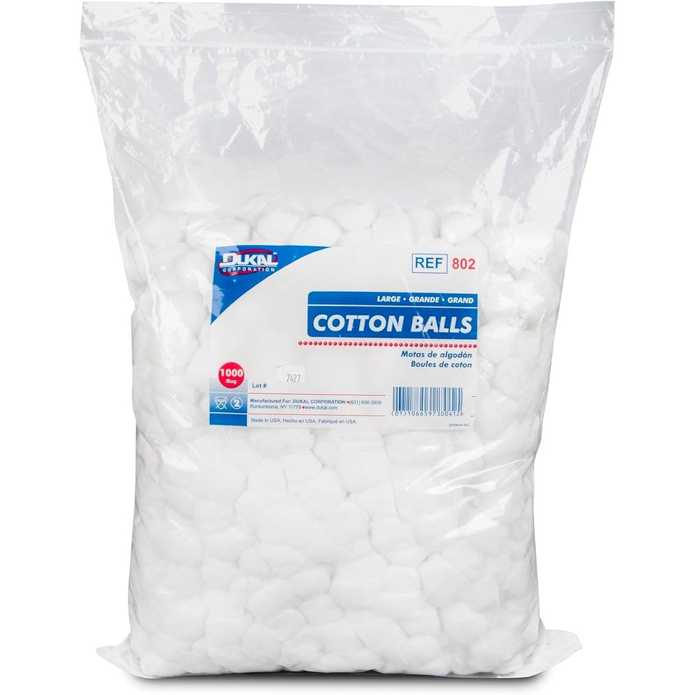 Dukal 802 large non sterile cotton balls pack of 2000 front view