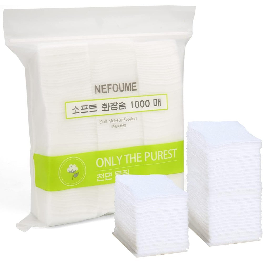 Aturmon ultra thin square cotton pads 1000 piece pack front view for daily makeup removal routine