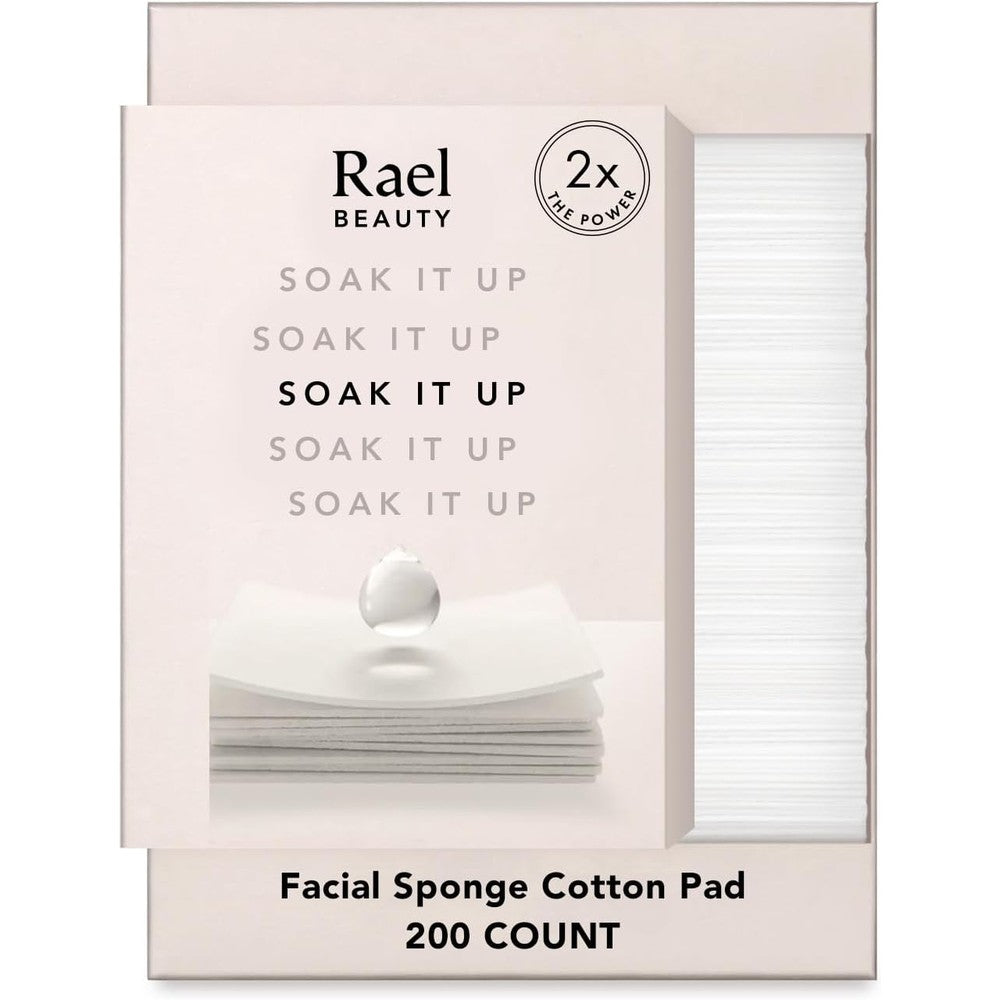 Rael Facial Sponge Cotton Pads 200 count packaging front view