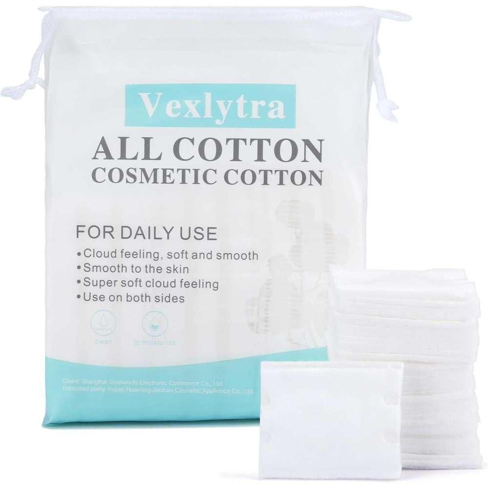 Eifer Vexlytra Square Cotton Pads front view package on vanity table for gentle facial cleansing