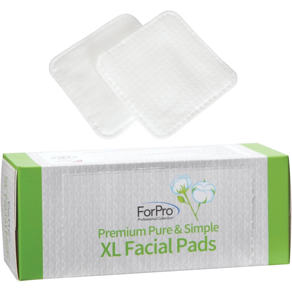 ForPro Premium Pure and Simple XL Facial Pads front view packaging of USA imported cotton squares.
