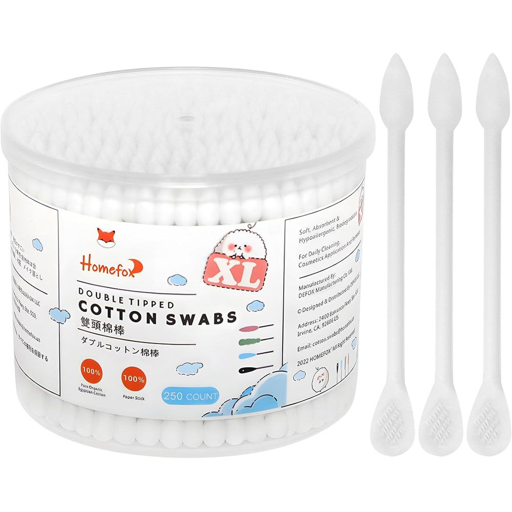 Homefox Cotton Swabs Flattened Pointed 250 Count front view
