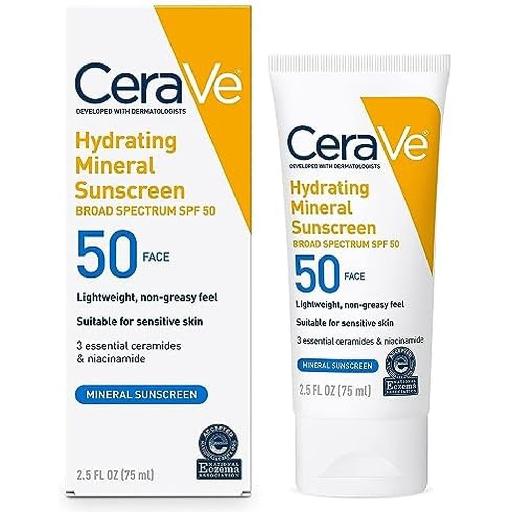 CeraVe Hydrating Mineral Sunscreen SPF 50 face lotion 75ml authentic US pack front view