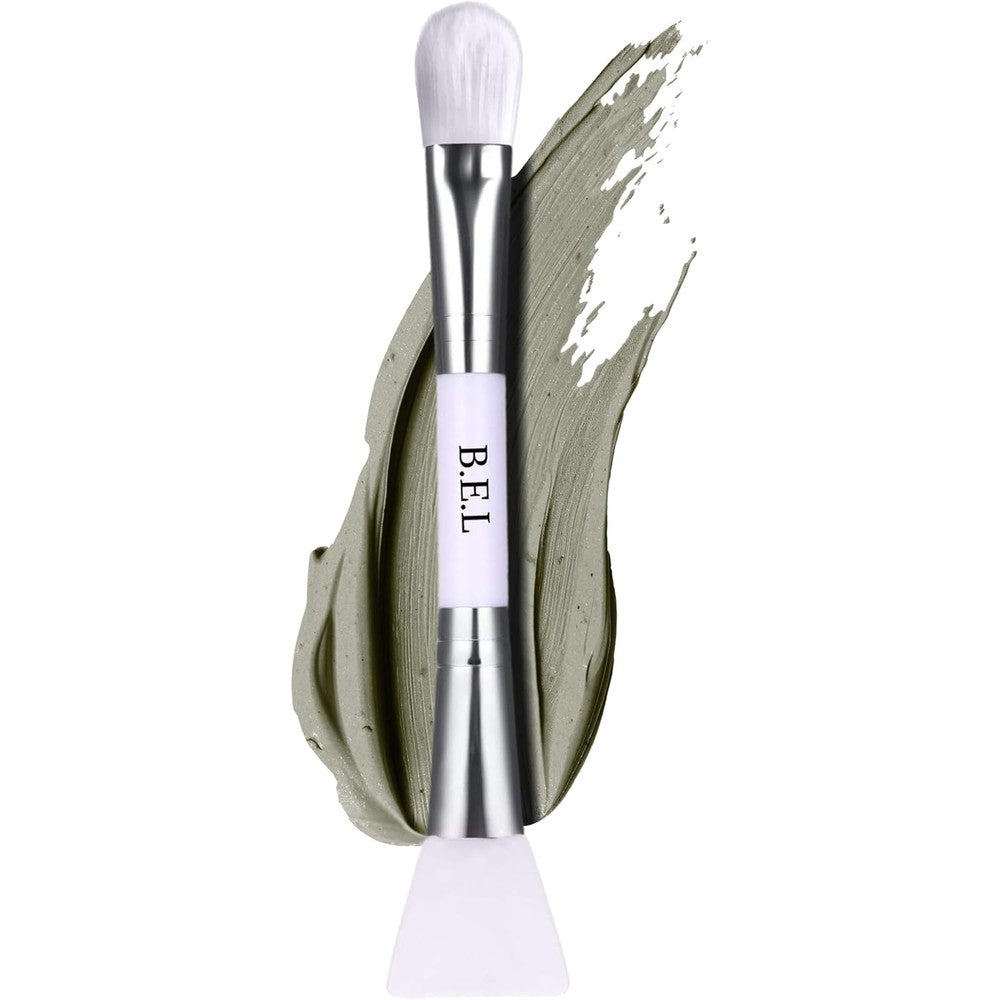 Bare Essentials Living Clay Face Mask Brush front view showing dual silicone and bristle ends