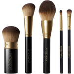 Laura Geller New York Cosmetic Professional Full Face Makeup Brush Set front view showcasing five black synthetic tools.