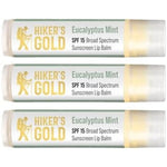 Hiker's Gold SPF 15 Eucalyptus Mint Lip Balm 3-Pack front view