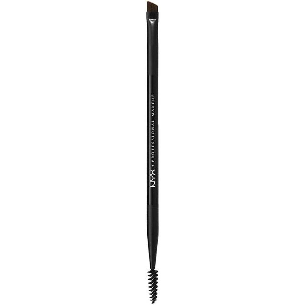 NYX Professional Makeup Pro Dual Brow Brush front view showing angled and spoolie ends