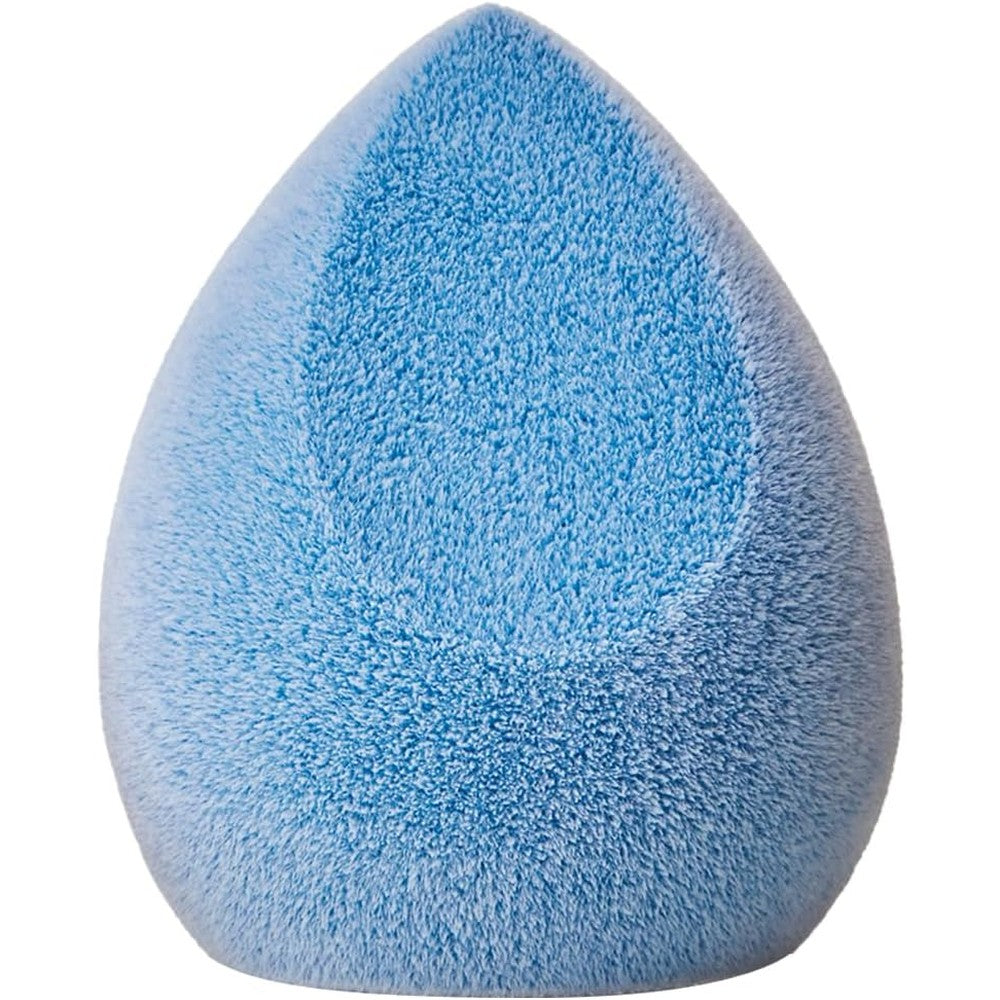 JUNO & Co. Microfiber Makeup Sponge front view showing the sky blue velvet texture.