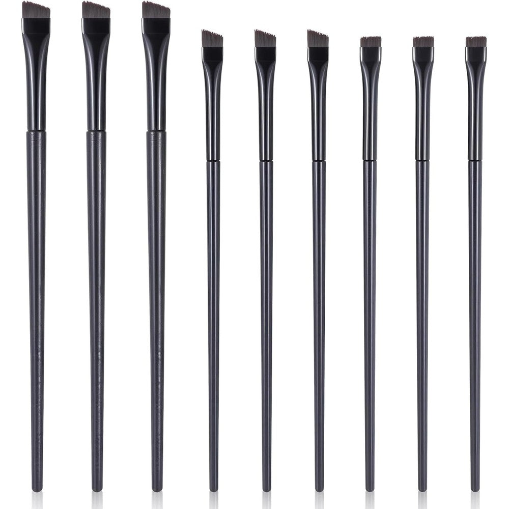 Macuezu 9 piece eyeliner and eyebrow brush set front view showing ultra thin angled tips