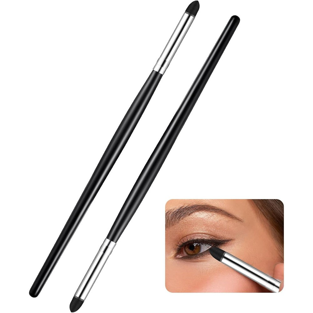 Zubebe eyeliner smudge brush pencil front view showing two black makeup tools with pointed sponge tips.